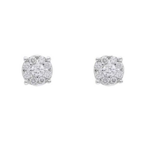 Pendientes de botón Oro Blanco y Diamantes 0.14 cts - BB 008685 0S