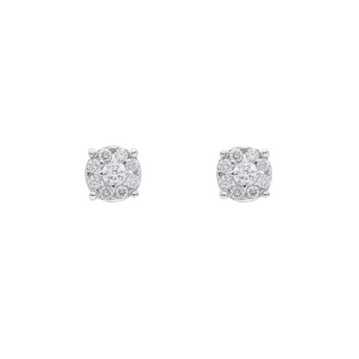 Pendientes de botón Oro Blanco y Diamantes 0.14 cts - BB 008685 0S