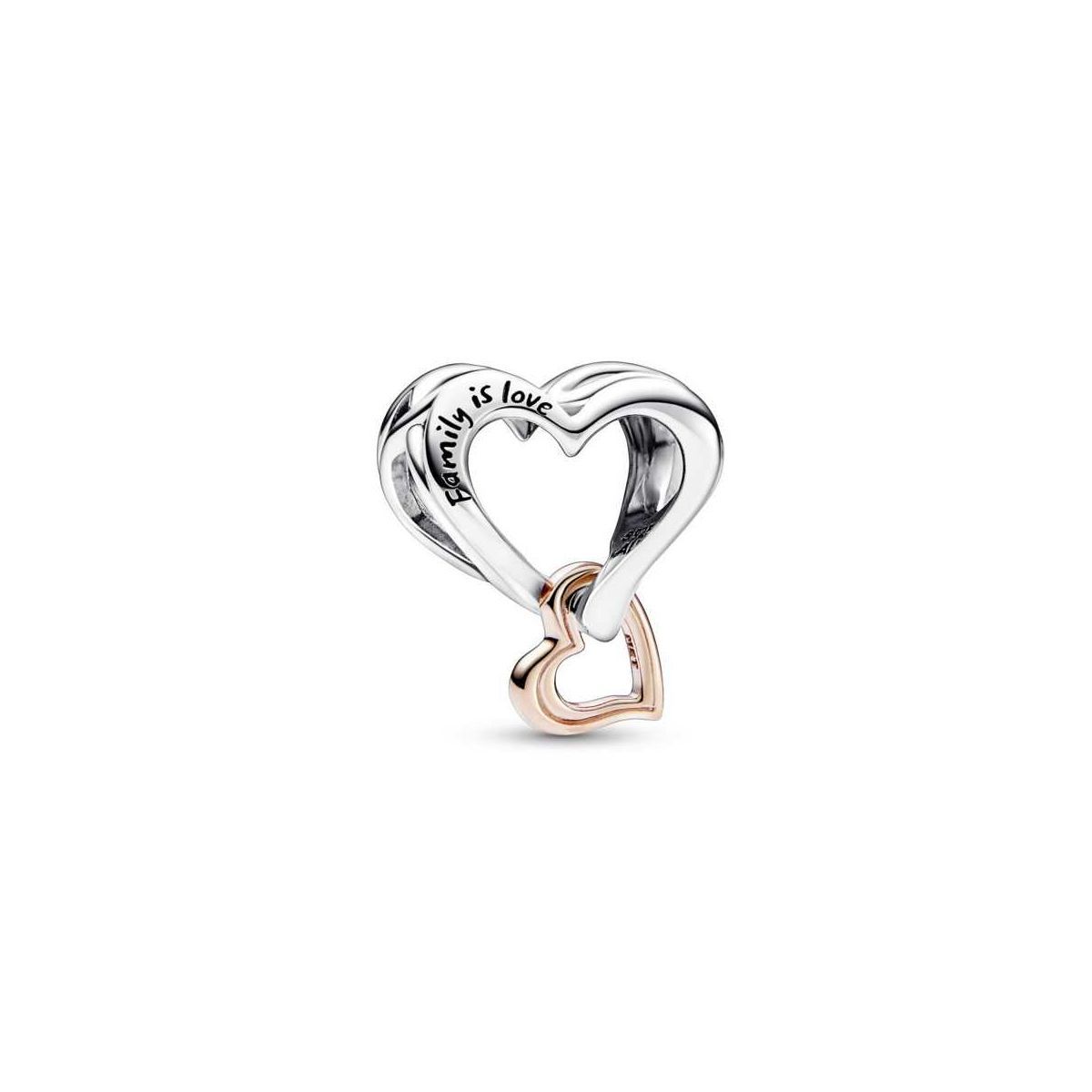 Charm en plata/oro rosa Corazón Infinito en Filigrana Dos Tonos