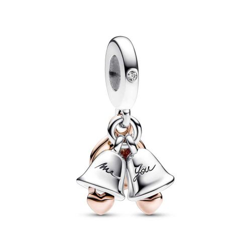 Charm Penjoll Doble en plata/or rosa Campanes Boda a Dos Tons - 782592C01