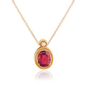 Collar oro rosa diamante y rubí - 03-173866R