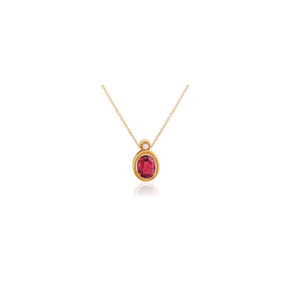 Collar oro rosa diamante y rubí - 03-173866R