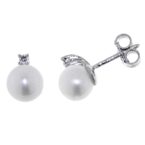 Arracades or blanc diamant VS 0,03 cts i perla - BB B09035