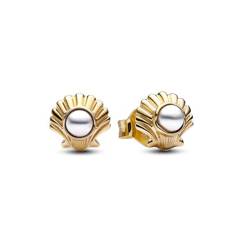 Pendientes oro La Sirenita de Disney y perla artificial lacada en blanco - 262686C01