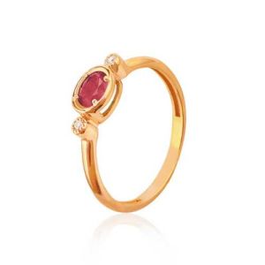 Anillo oro rosa diamantes y rubí - 01-173950T