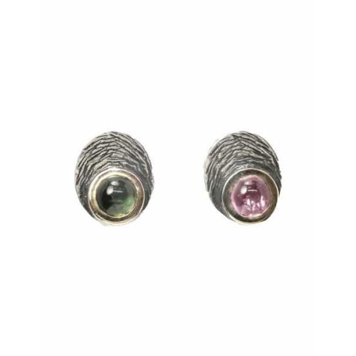 Pendientes STYLIANO Plata, Oro y Turmalina - T.1049