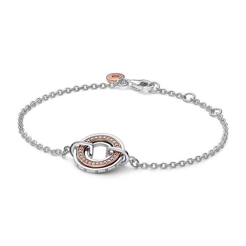 Pulsera Pandora Signature plata/oro rosa Logo & Pavé en Dos Tonos - 582741C01-18