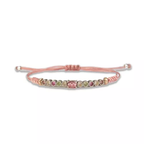 Pulsera de cuarzo color rubí y piedras naturales - 10482R