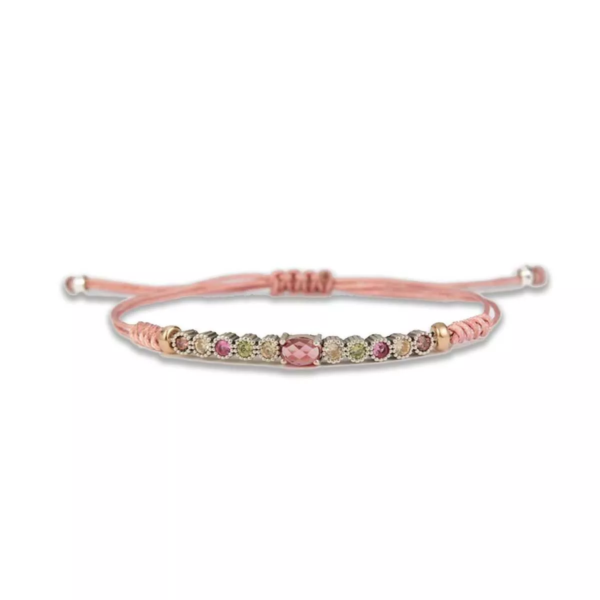 Pulsera de cuarzo color rubí y piedras naturales - 10482R