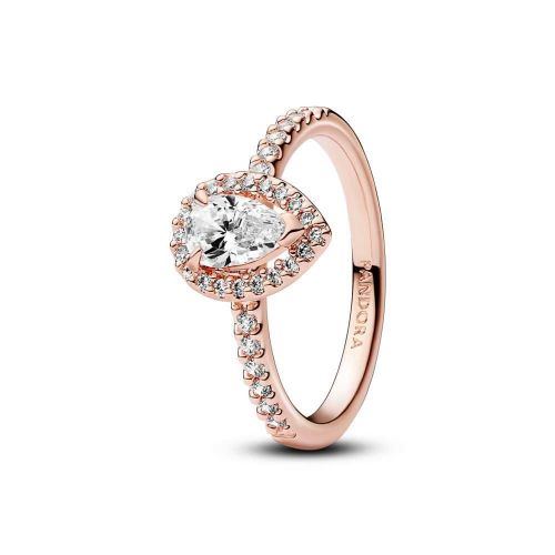 Anillo oro rosa Halo Brillante Corte Pera - 182835C01-56