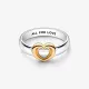 Anillo oro Corazón Radiante Deslizante en Dos Tonos - 162504C00-54