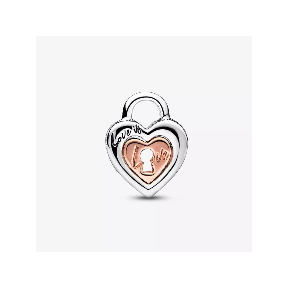 Charm oro rosa Candado Corazón Divisible en Dos Tonos - 782505C00