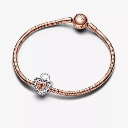 Charm oro rosa Candado Corazón Divisible en Dos Tonos - 782505C00