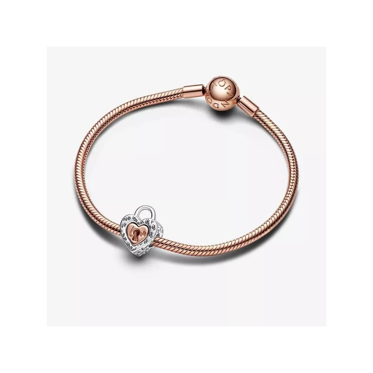 Charm oro rosa Candado Corazón Divisible en Dos Tonos - 782505C00