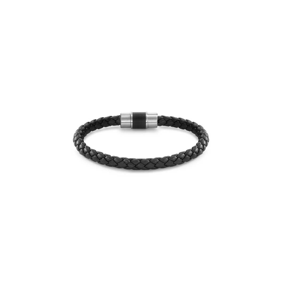 Pulsera Hombre en acero, cerámica y cuero