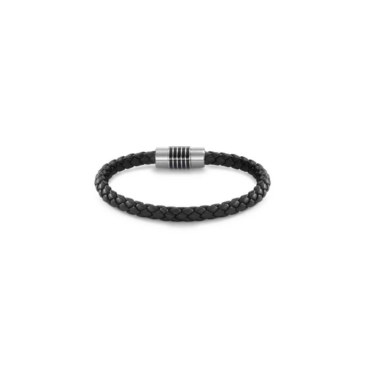 Pulsera Hombre en acero, cerámica y cuero